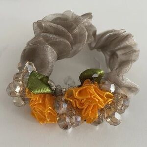 Chic Gray and Orange Floral Hair Accessory